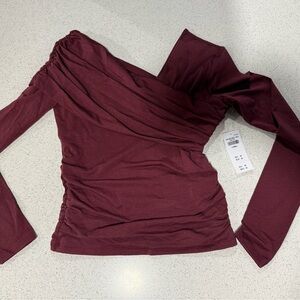 Abercrombie & Fitch Maroon Off-Shoulder Blouse